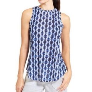 Athleta Shibori Blue Tie Dye Sleeveless Tank Size Medium Modal Cotton Breezy